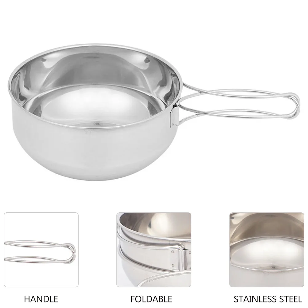

1pc Stainless Steel Folding Bowl Camping Cookware Pot Bowl Combination Cooking Supplies Accessories Outdoor Picnic Hiking