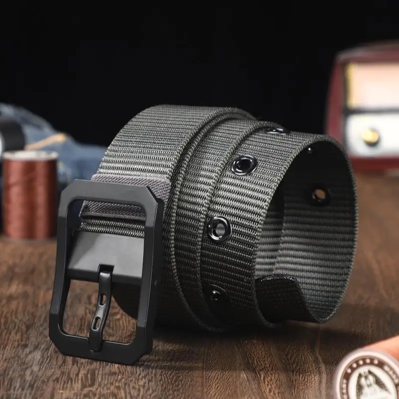 

Мужской и женский регулируемый ремень на пуговицах, универсальный повседневный джинсовый ремень в корейском стиле, студенческий ремень из ткани в стиле милитари.