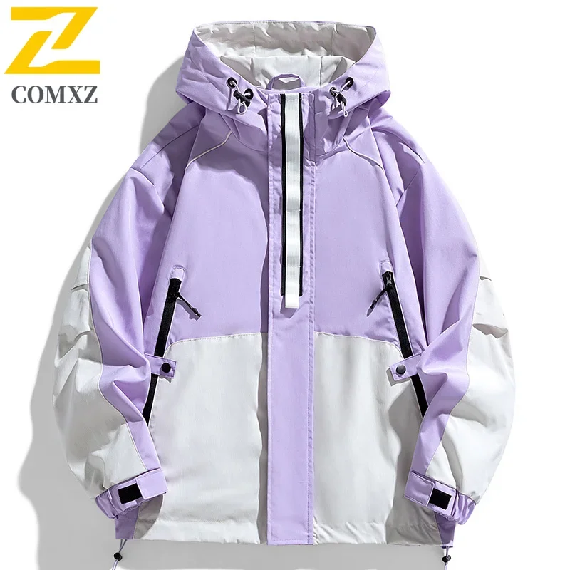 New Korean-style Jacket Men Spring Autumn Outdoor Hiking Waterproof Zipper Pocket Windbreaker Women's Casual Sports Hooded Coat