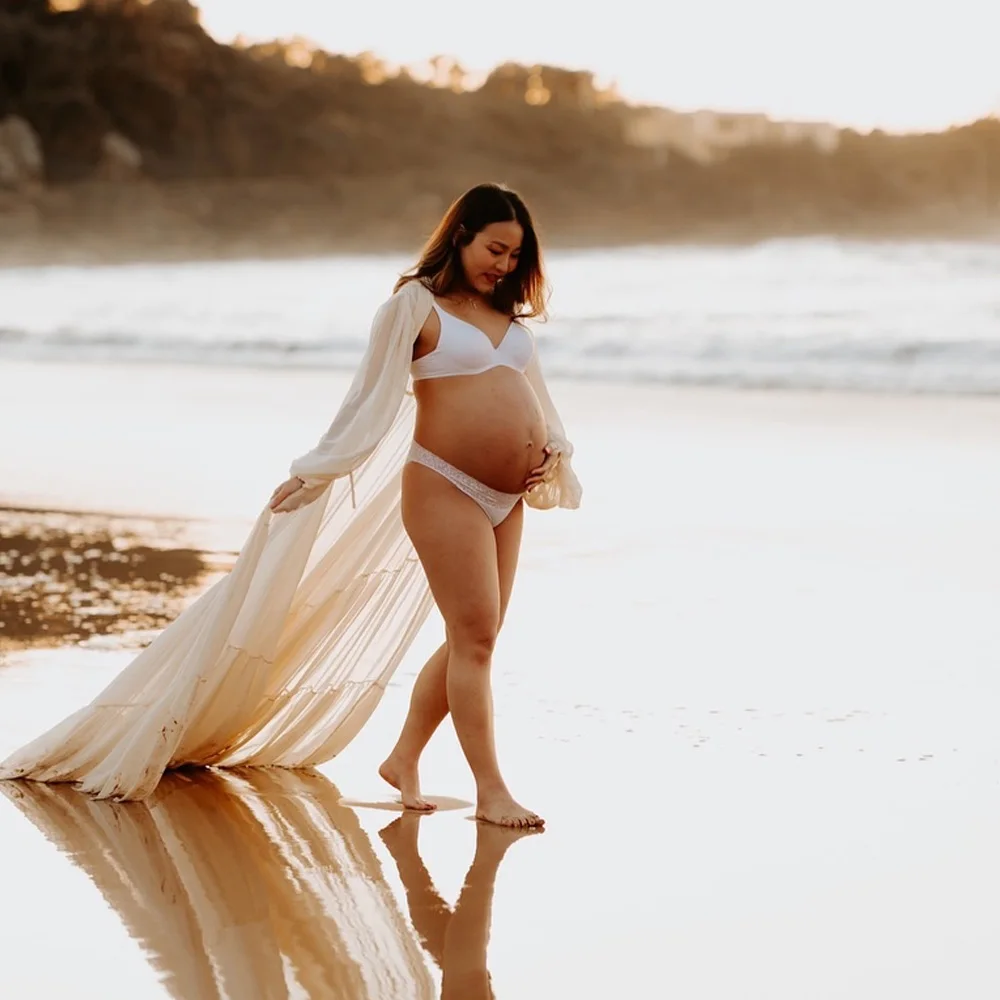 Maternity Gown For Photo Shoot Sexy Transparent Chiffon Beach Robe For Photo Shoot PropsPhotography Dress For Women