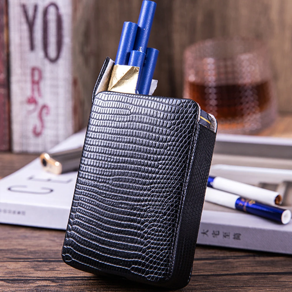 CHANCHAN 6 Colors Lizard Pattern Cigarette Case Tobacco Holder Pocket Box Storage Container PU Soft Smoking Cases Accessories