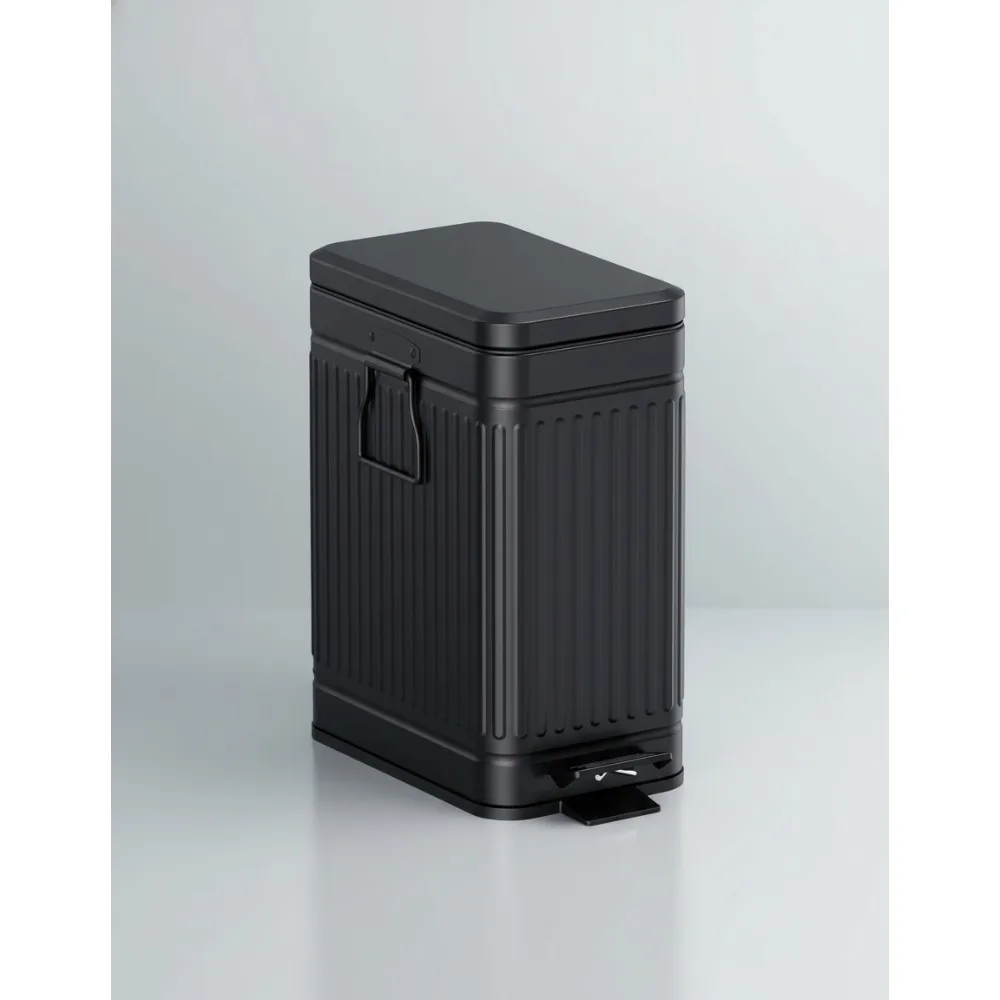 

10L Soft Close Stainless Steel Trash Can with Pedal - Odor Control for Bathroom Bedroom Office Kitchen