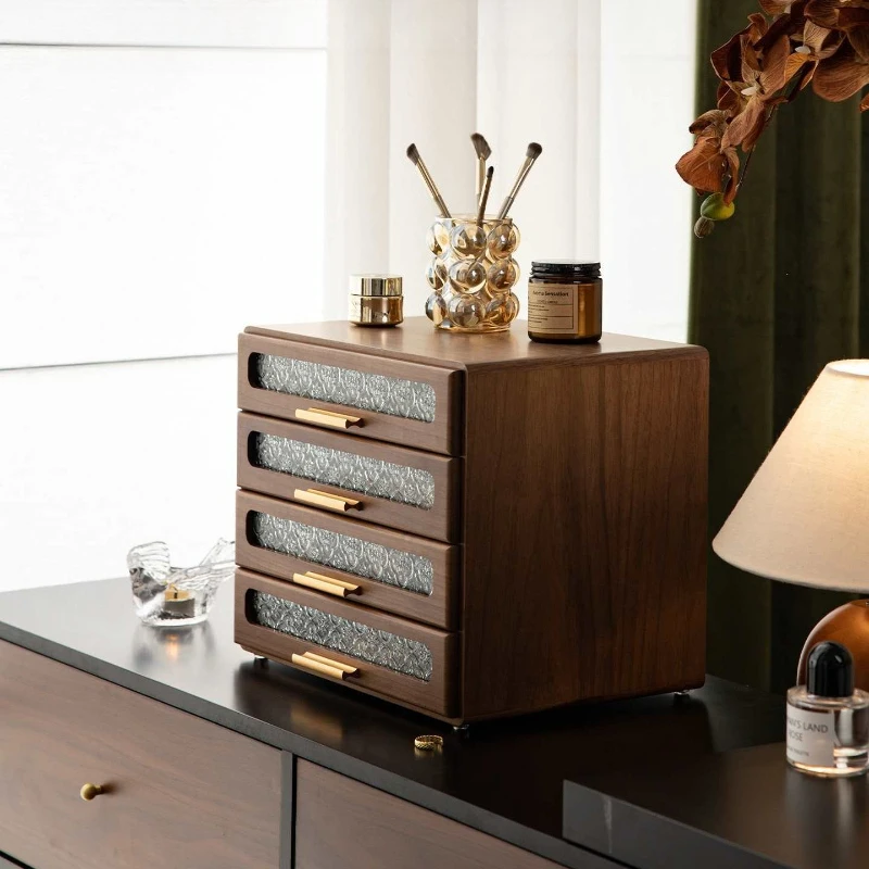 Solid wood jewelry box storage box antique cultural jewelry multi-layer drawer storage cabinet