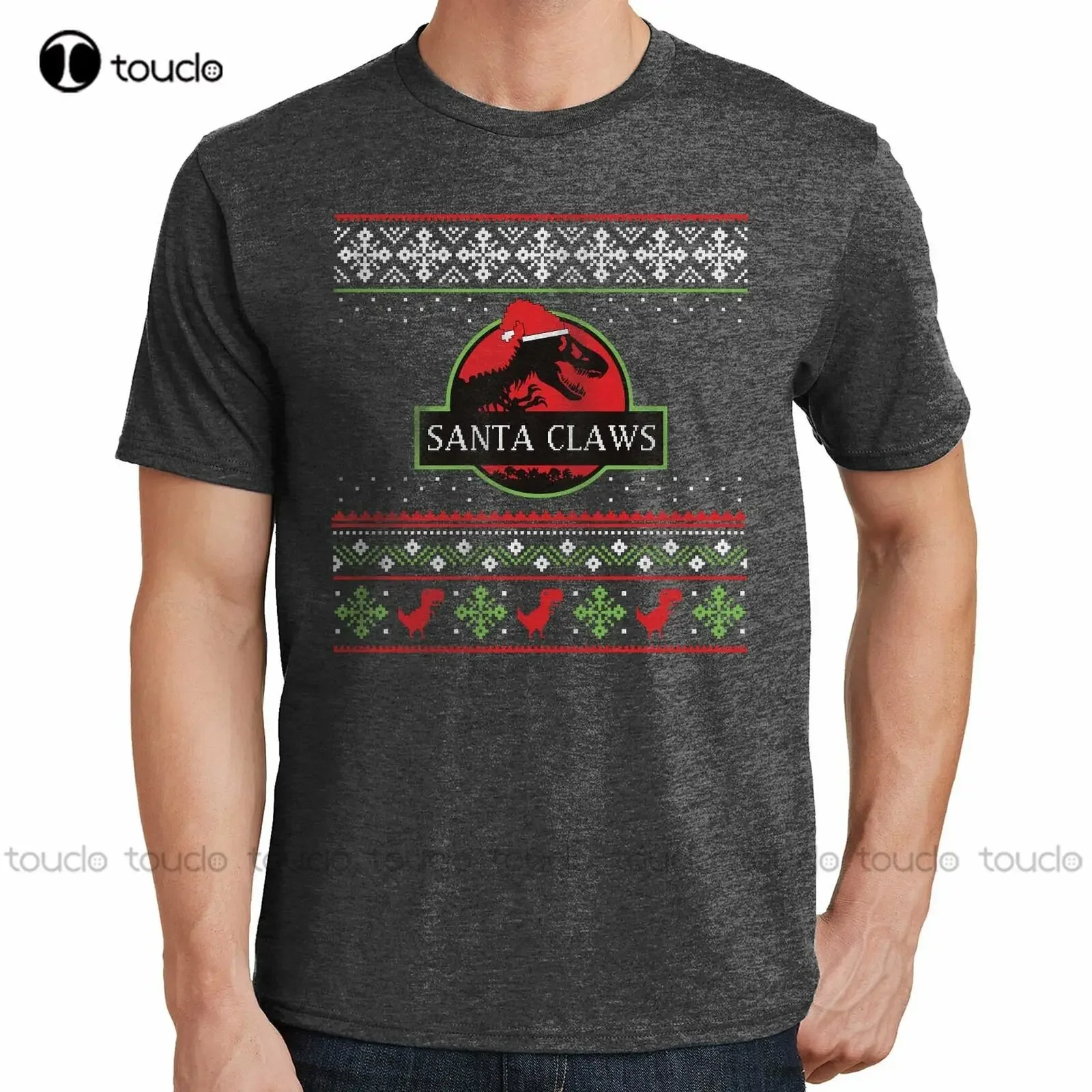 Jurassic Santa Claws Ugly Christmas Sweater Shirt Dino Santa Claus Birthday Shirt Boy Custom Aldult Teen Unisex Xs-5Xl New