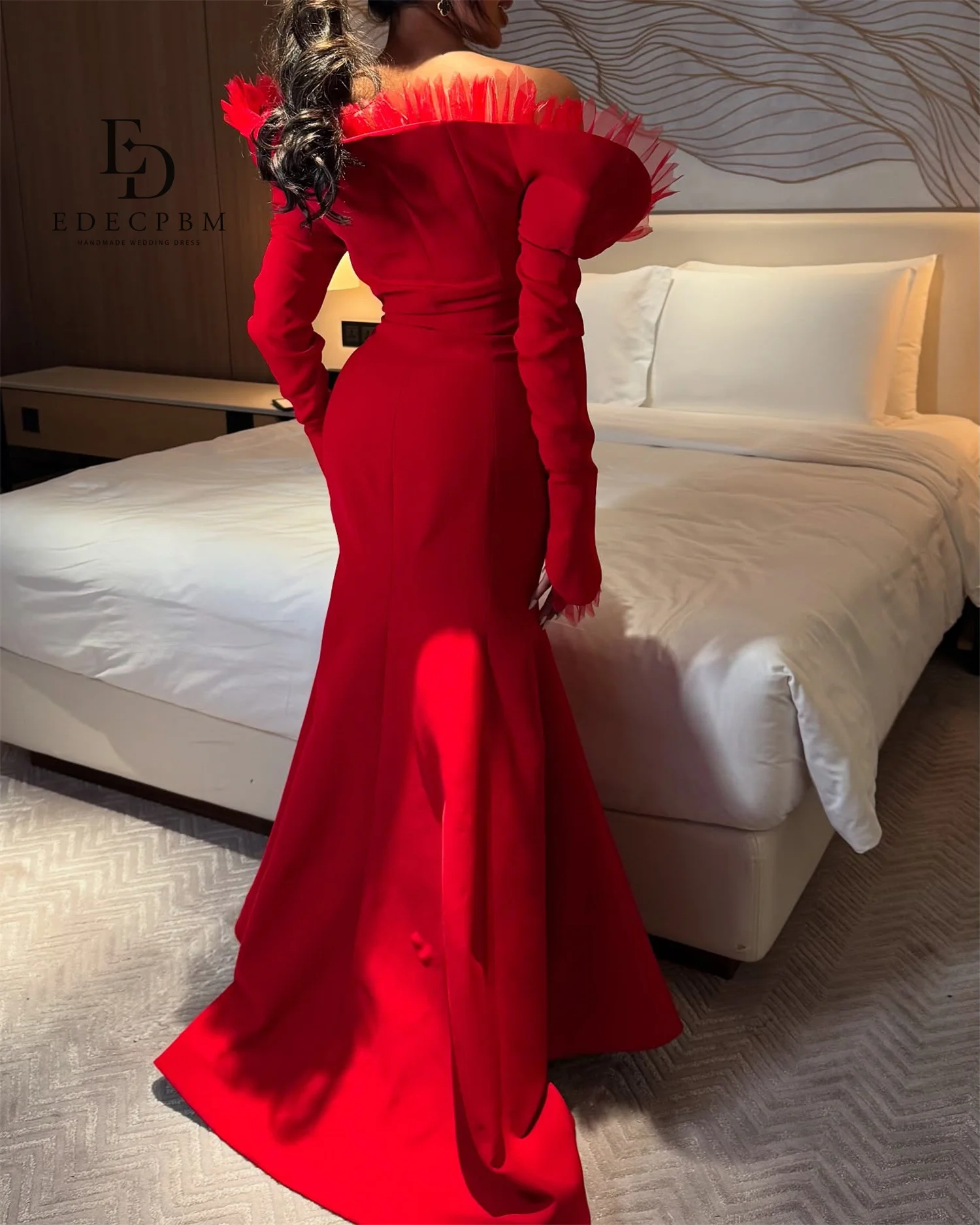 EDECPBM Bruiloft Jurken voor Speciale Gelegenheden Aangepaste Avondjurk Zeemeermin فسات Bravo Mohamed 1914 Rood Vestidos De Festa Prom 2025