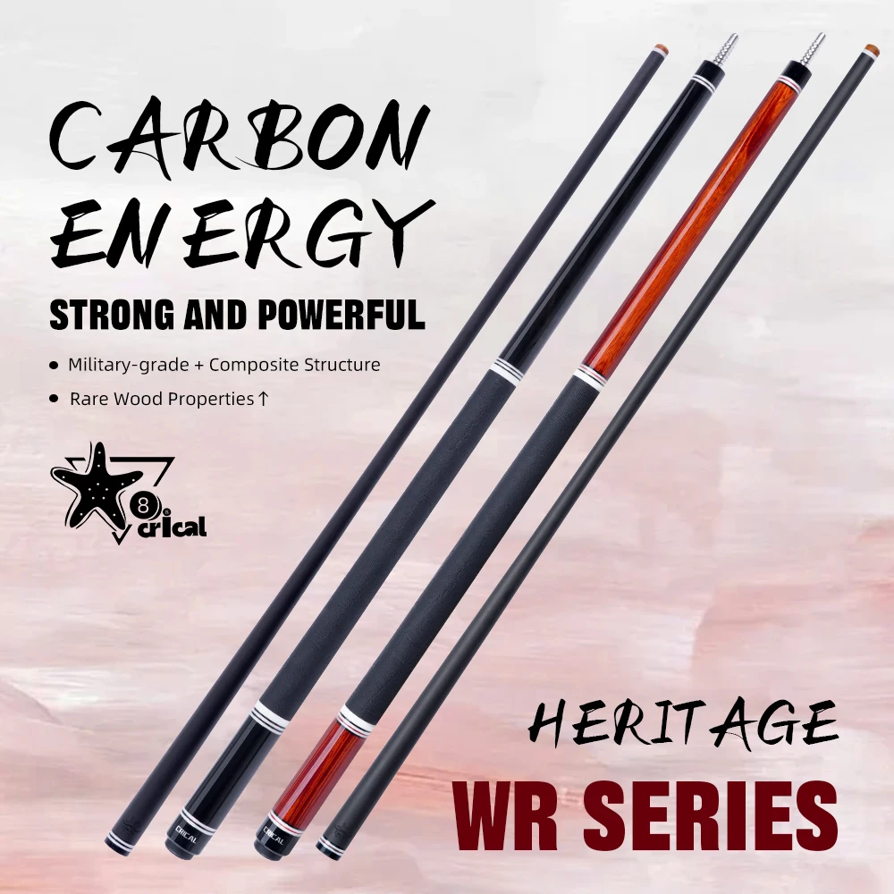 

CRICAL Carbon Fiber Pool Cue with Low Deflection Billiard Cue for 12.5mm Tip Ebony Butt Carbon Fiber Billiard Stick