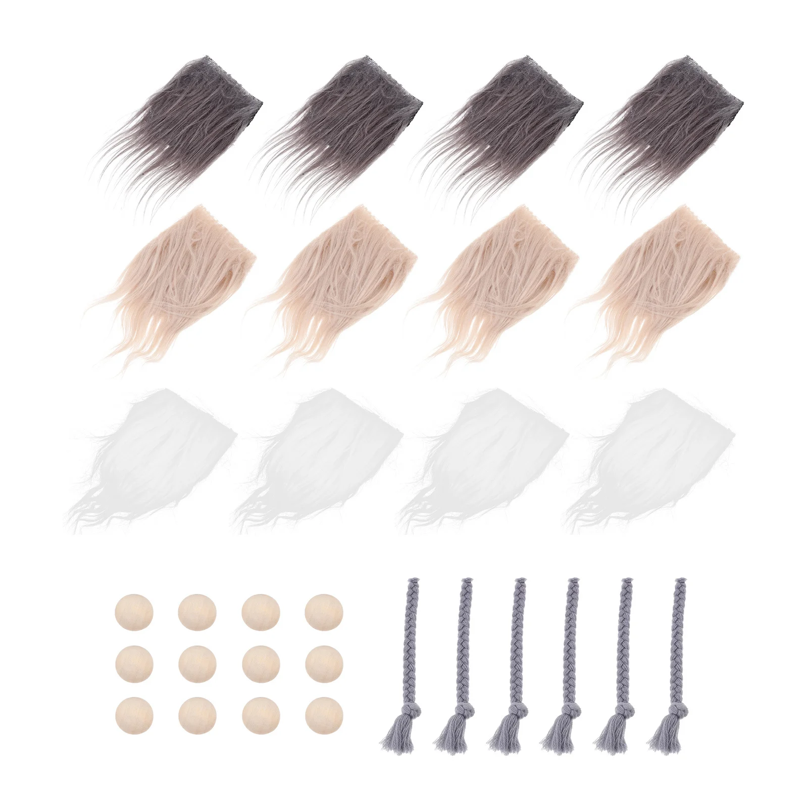 1 مجموعة المواد قبل قطع اللحى الاصطناعية DIY بها بنفسك جنوم صنع لطيف اللحية مع الضفائر كرات خشبية غير مكتملة القطن قبل قطع