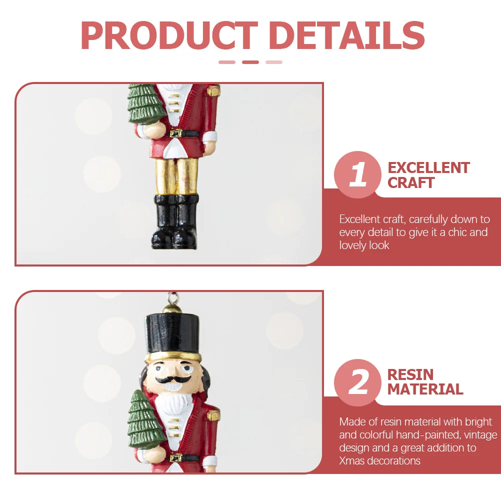 

Resin Nutcracker Hanging Ornament Handcrafted Christmas Decoration Vintage Style Holiday Cheer for Home Festival Display