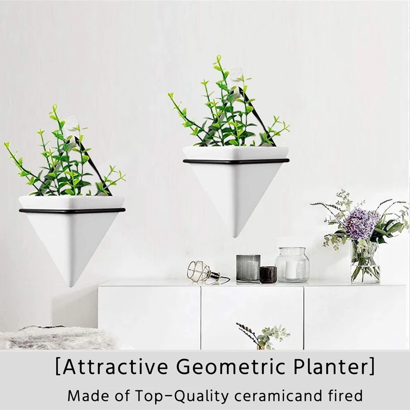 زارع حائط ثلاثي الزوايا، مجموعة من 4 مزهرية معلقة لزراعة هندسية لتزيين الحائط وحاوية نباتات هوائية للمنزل والمكتب