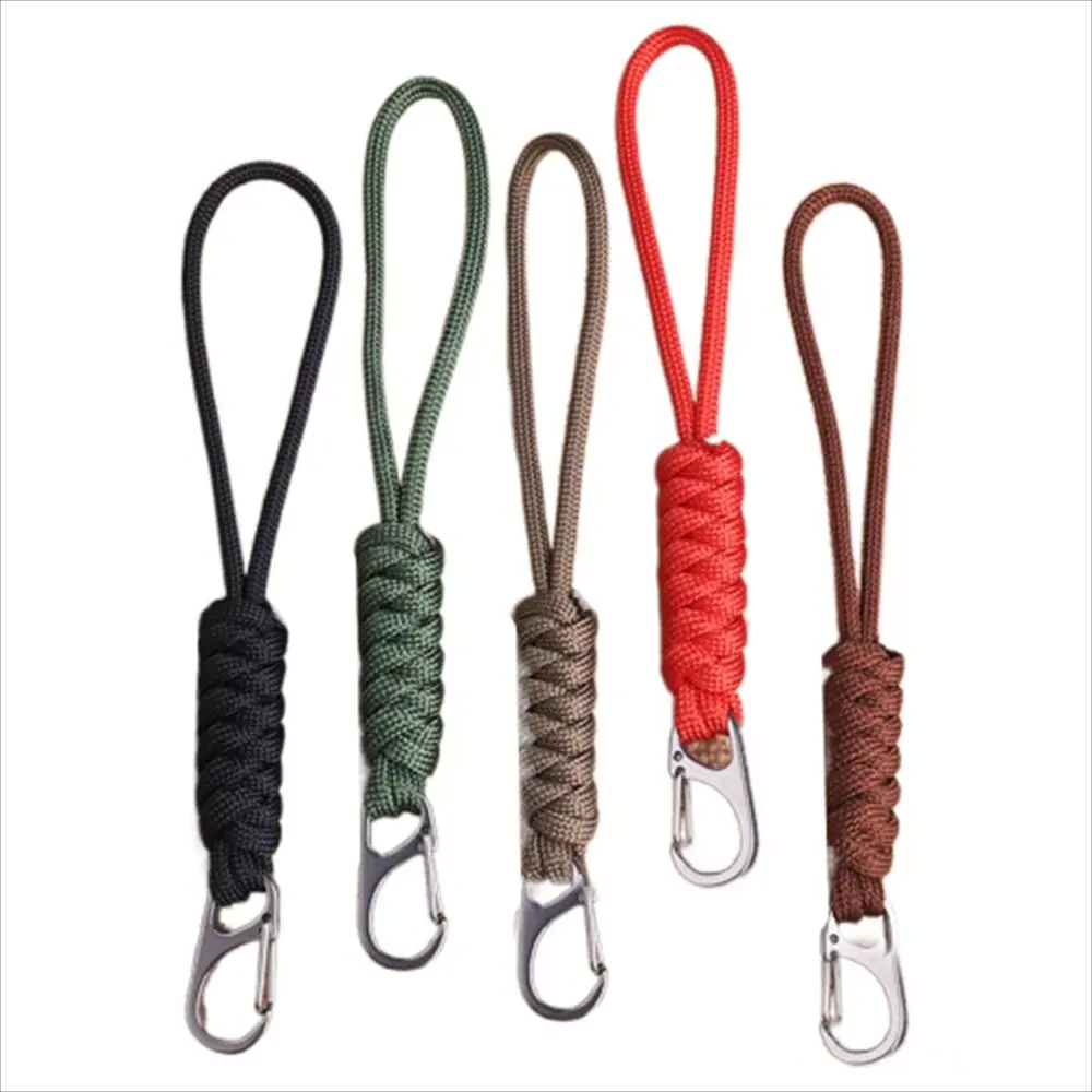 Handmade Paracord Keychain Anti-lost Chain Outdoor Rope Umbrella Rope Keyring Backpack Buckle Metal Braided Woven Keychain