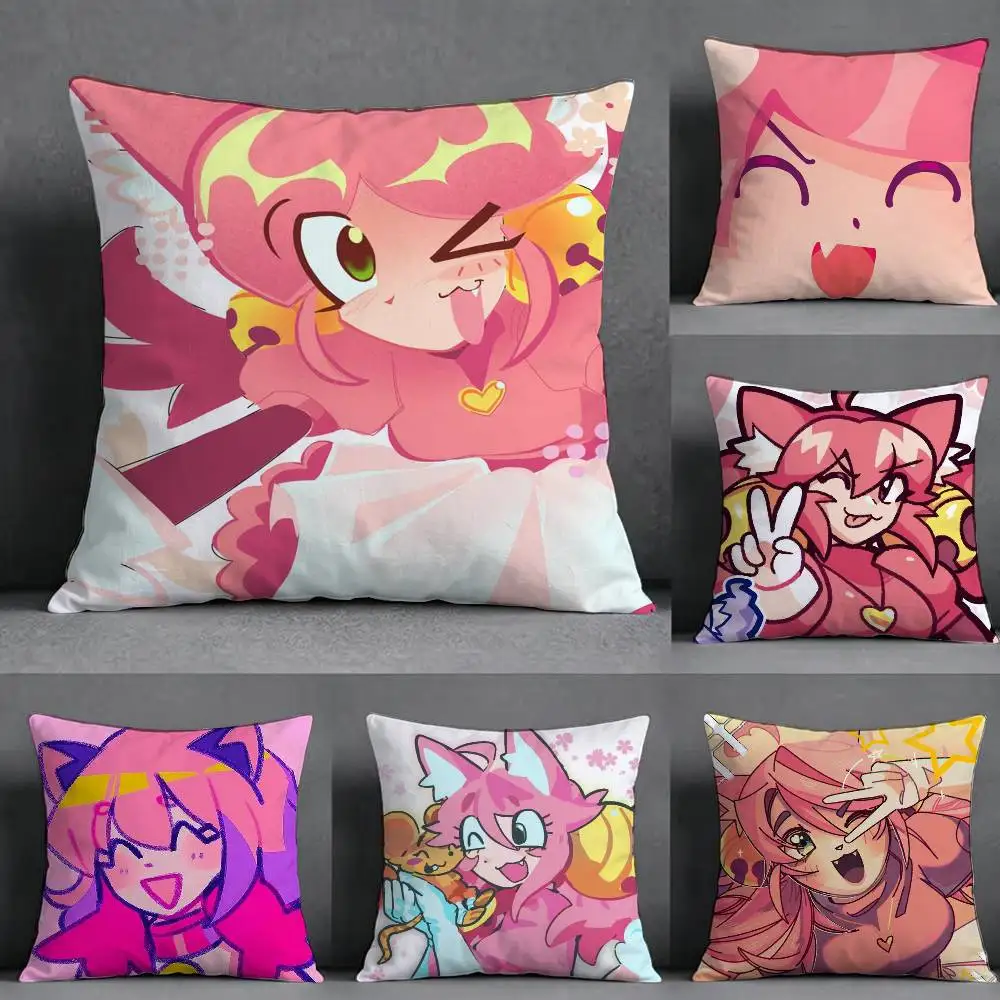 mew mew PINK Deltarune  Square Double-Sided printed Pillow Case Bedroom Bedside Pillow Sofa Cushion Cover