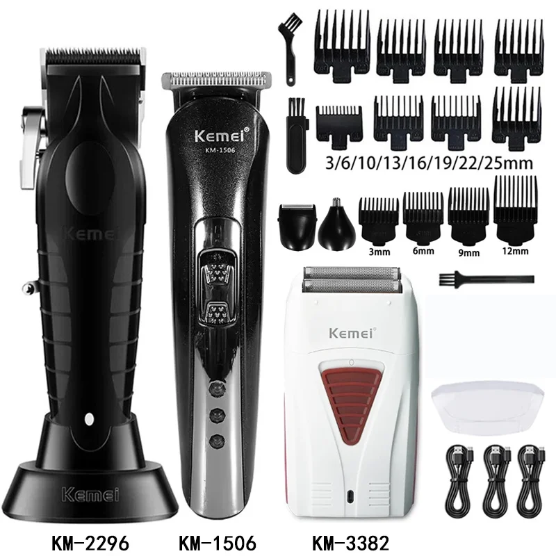 maquina-de-cortar-cabelo-kemei-km-2296-km-1506-km-3382-cortador-de-cabelo-sem-fio-recarregavel-para-barbeiro