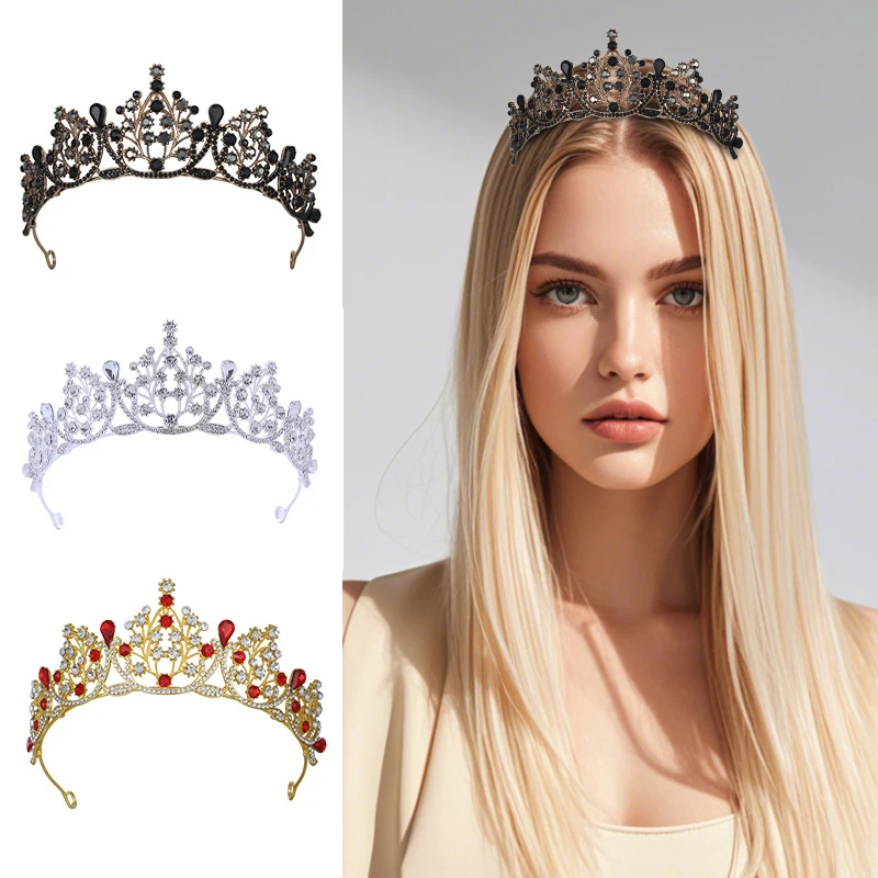 1 قطعة عصابات الباروك خمر كريستال التيجان العروس أغطية الرأس هالوين حفل زفاف الشعر مجوهرات حجر الراين تاج #2