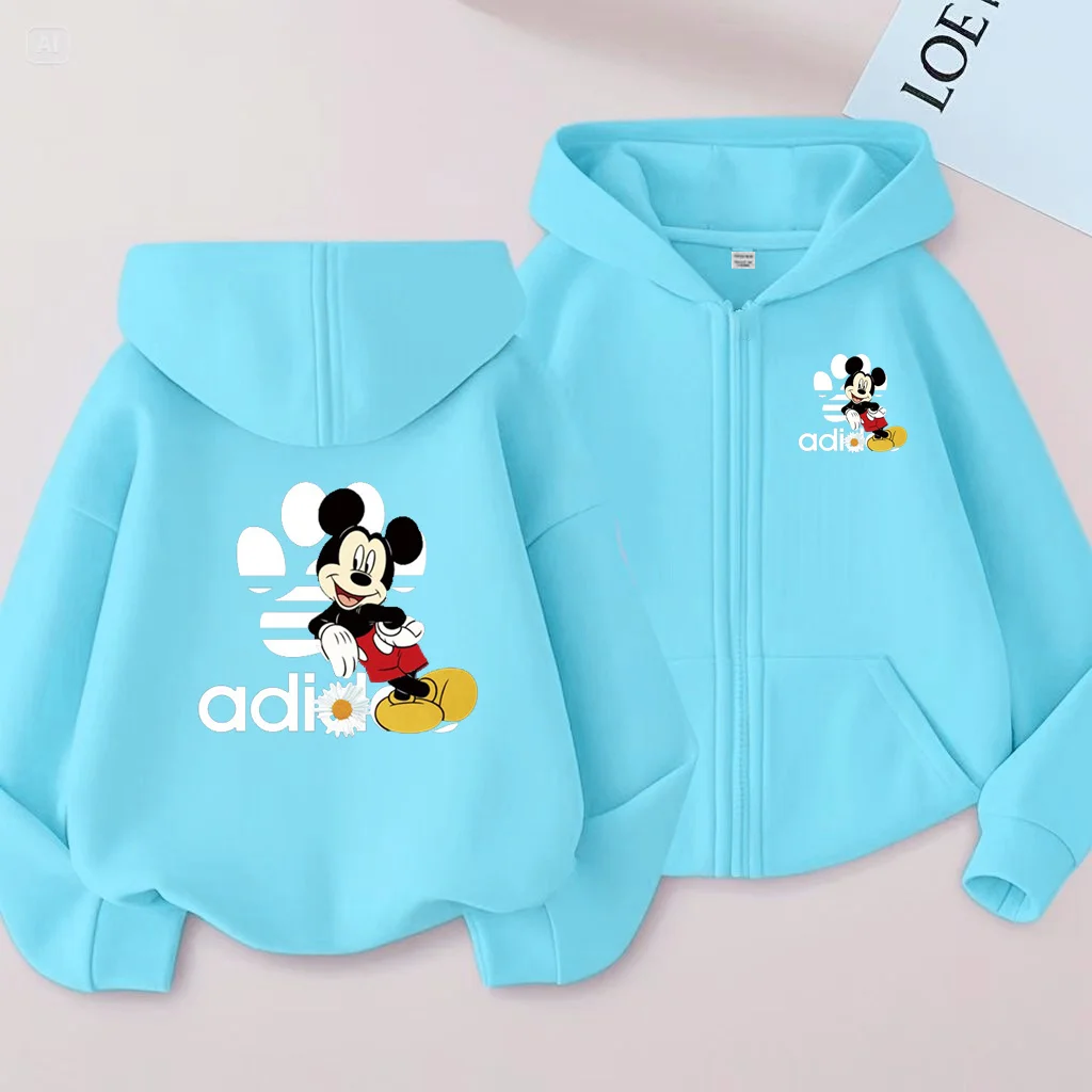 الأطفال لطيف ميكي ماوس هوديي سستة نمط معطف البلوز الفتيان الفتيات 3-12Yrs هدية طويلة الأكمام ملابس عادية الساحرة #3