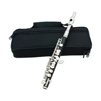 Black Silver C Key Piccolo Half-Size Flute Cupronickel Silver Plated Piccolo with Padded Case Cleaning Cloth Stick Screwdriver