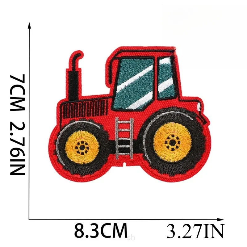 

Police Car Embroidery Cloth Sticker Children's Clothing Cartoon Construction Vehicle Computer Embroidery Label Excavator