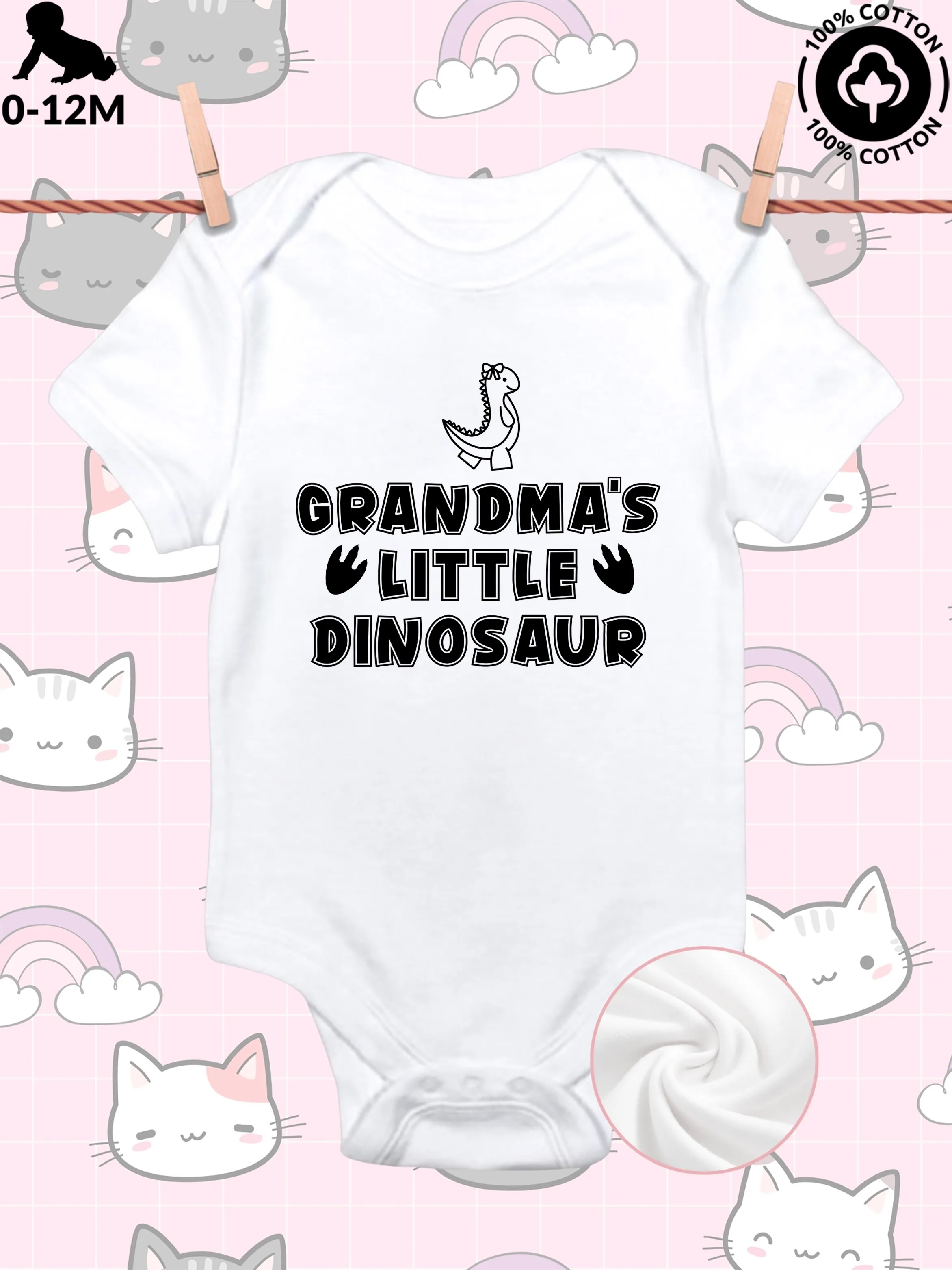 

Детский комбинезон-слип унисекс «Маленький динозавр» для ползания, из чистого хлопка, мягкий, всесезонный, белый, 190 г/м²