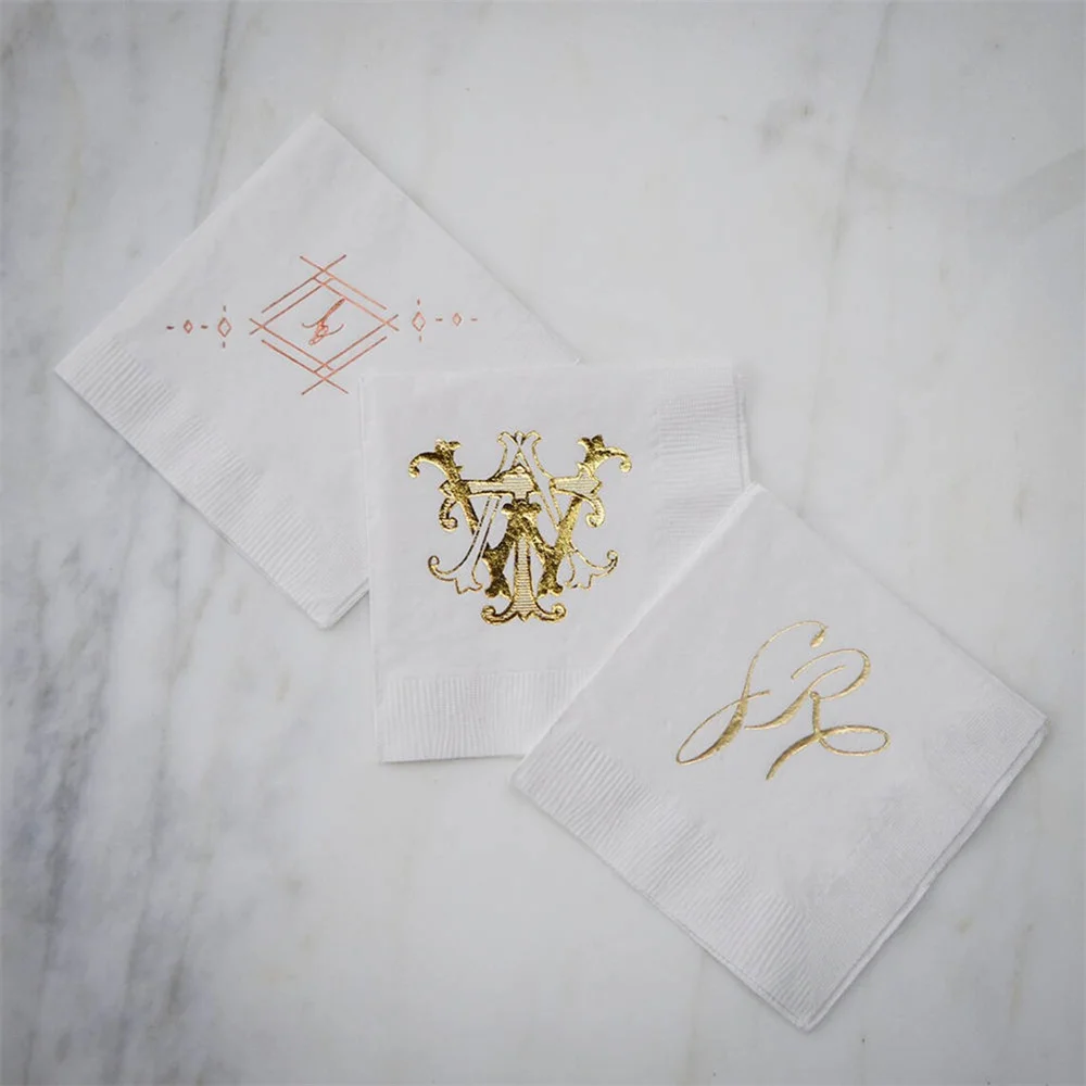 

Custom Foil Printed Napkins, Personalized Napkins, Custom Party Napkins, Monogrammed Paper Napkins, Wedding Napkins, Custom Cock