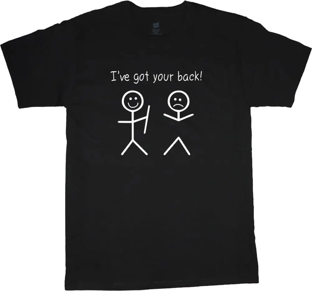 I Got Your Back Stick Figure Funny T-Shirt Mens Graphic Tees Clothing Apparel