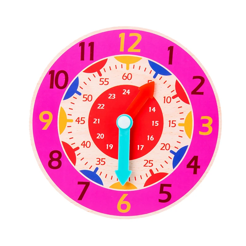 Horloge en Bois Montessori pour Enfant, Jouet d\'ApprentiCumbria du Temps, Fuchsia, Aide à l\'École Primaire