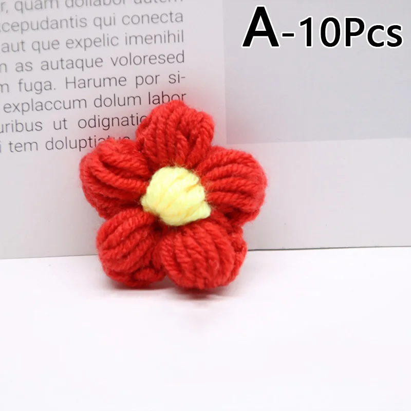 10 Stück/Los 4,5 cm Blume DIY hand gestrickte Blume Milch Watte Blumen blätter Blumen applikation auf Patches Kleidungs zubehör nähen