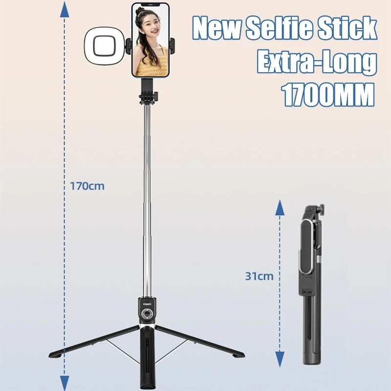 FGCLSY – bâton de Selfie Extra Long, multifonctionnel avec lumière de remplissage, obturateur à distance, trépied rotatif à 2023 degrés, grande