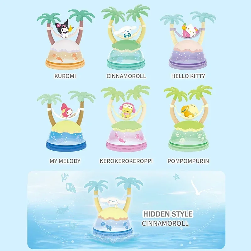 6PCS Sanrio HelloKitty Kuromi Melody Blind Box Island Resort Series Blind Box Cinnamoroll Kawaii Collect Ornaments Girl Gifts