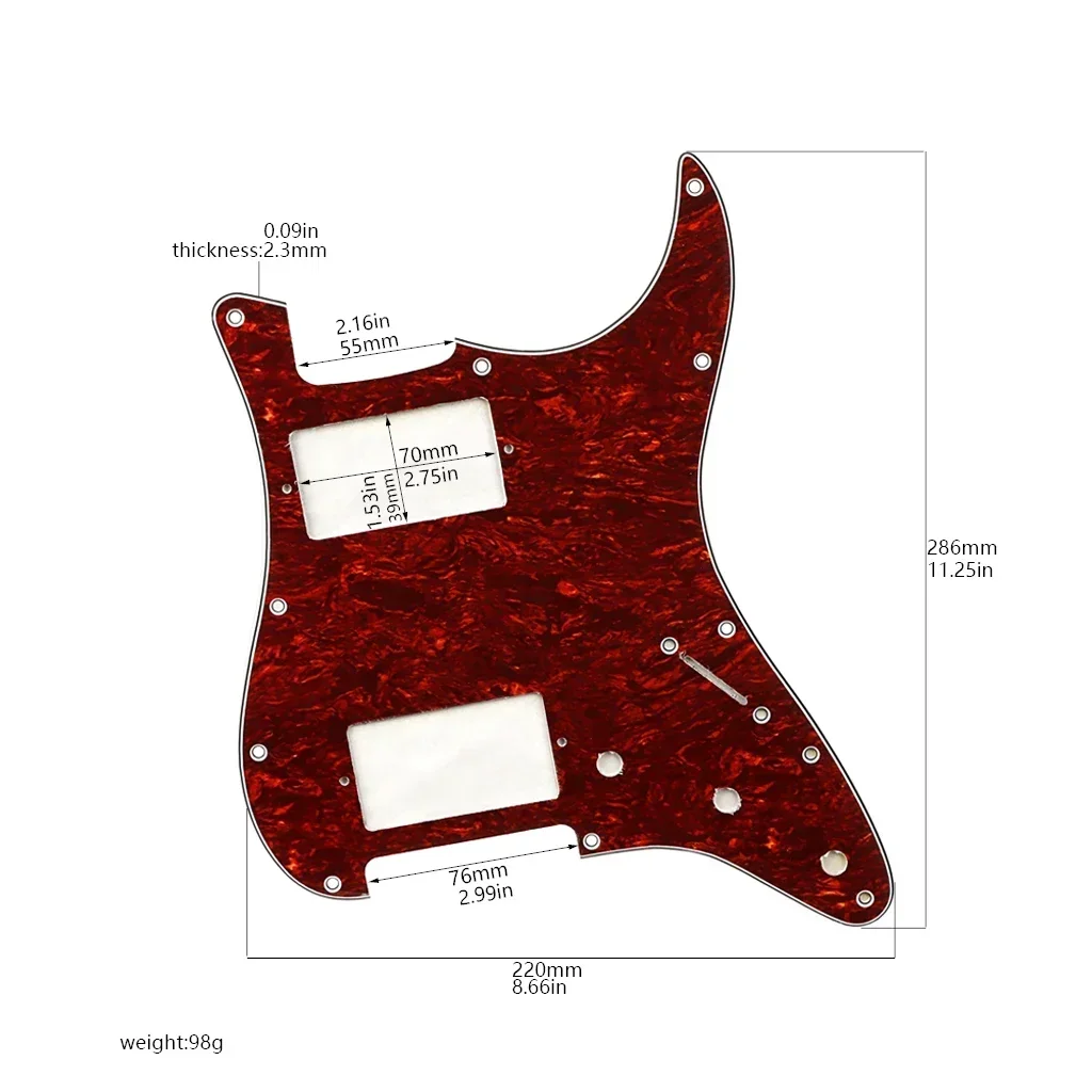 

1PC Red Pickguard HH Scratch Plate with 11 Holes Replacement Pickguard for ST Style Stratocaster Electric Guitar Parts