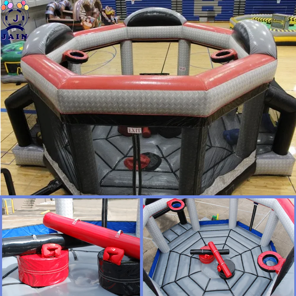 Black Inflatable Bounce House, Octagon Extreme Jousting For Children and Adults, Inflatable Sports Arena With Slide For Event