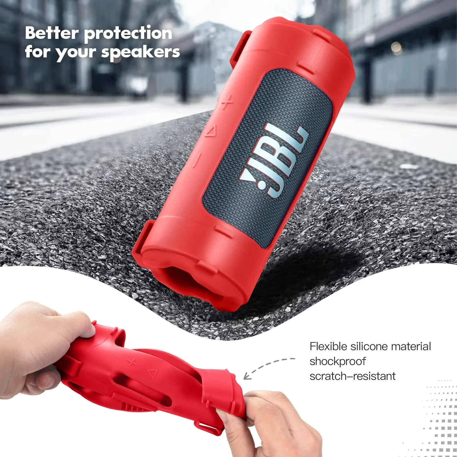 Portable Soft Silicone Protective Case for JBL Flip 7 Bluetooth Speaker with Shoulder Strap - Durable Cover Sleeve for JBL Flip7