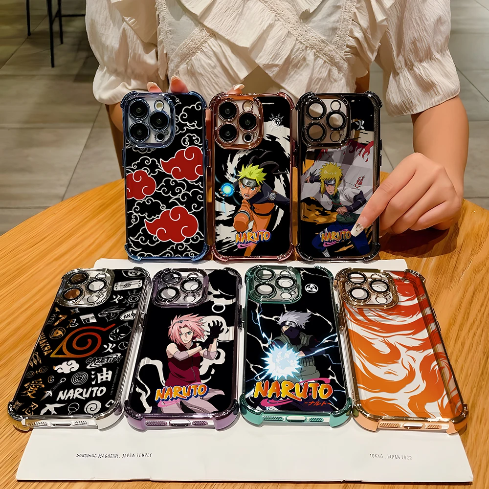 Anime Cool-N-Narutos Plating Case For Oppo A98 A97 A9 A79 A78 A76 A74 A72 A5 A54 A55 A17 A16 A15 A3 4G 5G Anti-Fall Cover