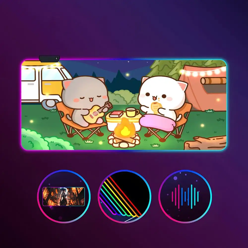 

Peach Goma Mouse Pad RGB Luminous 900X400mm Large Table Mat Non-slip Extra Large Game Office Mouse Pad