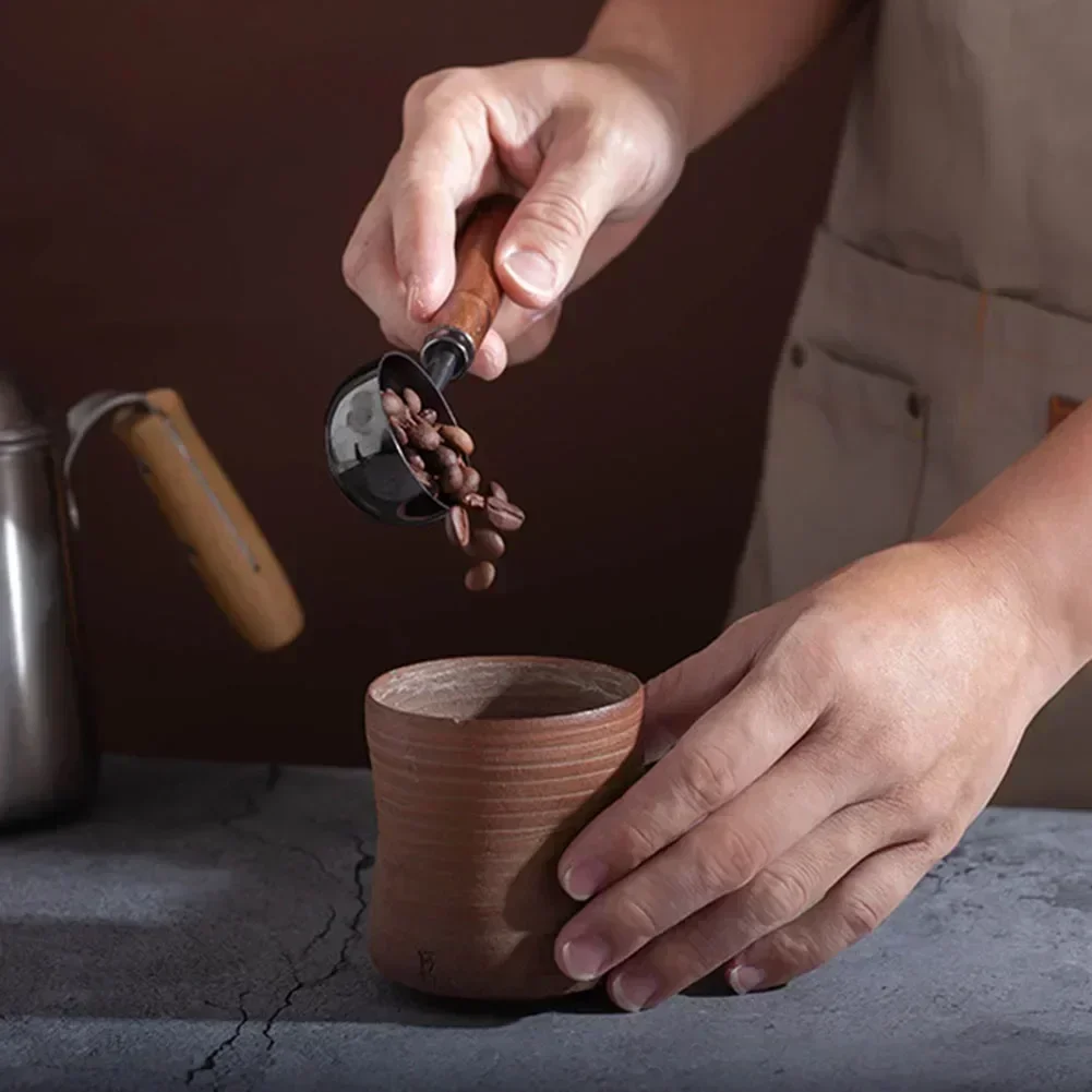 1 Pcs Walnut Wooden Measuring Spoon Scoop Coffee Beans Bar Kitchen Home Baking Tool Measuring Cup Measuring Tools For Kitchen