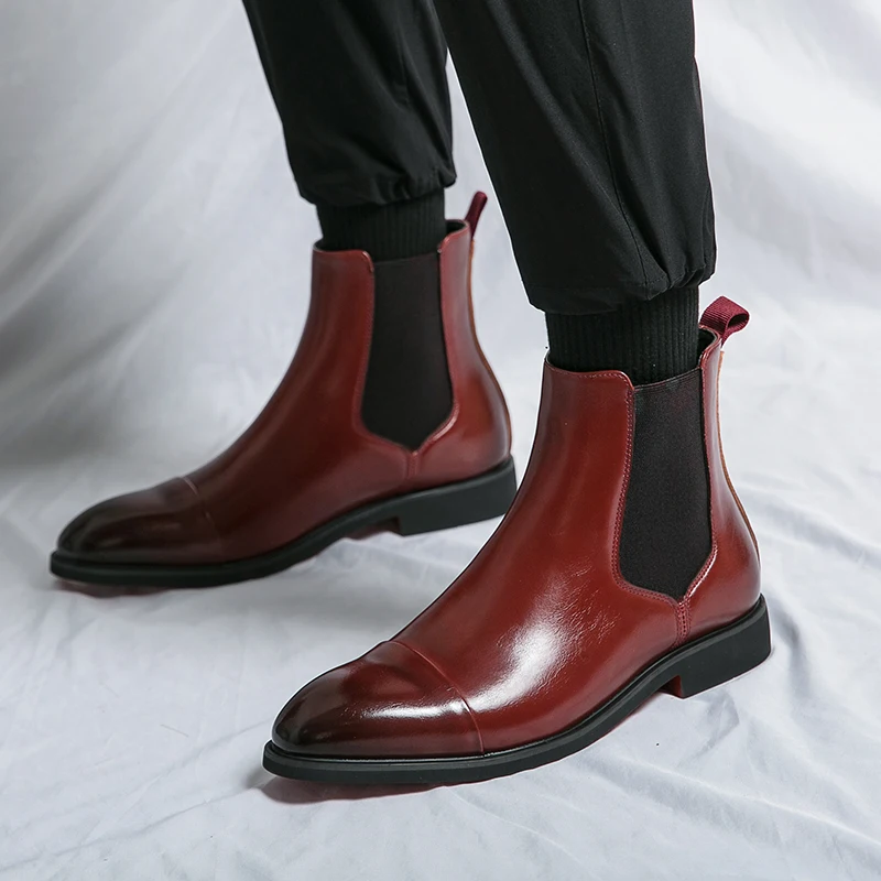 Large Chelsea Boots Gradient Color Three Joint British Style Simple and Fashionable Gentleman Mid Top Short Boots