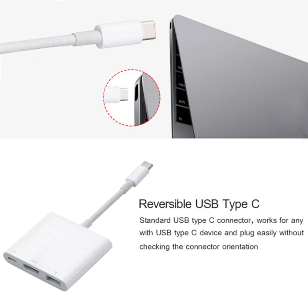 3 in 1 USB HUB Male to Female USB-C To HDMI-Compatible 4K USB Type-c To HD Charging Adapter For Phone Cable Converter