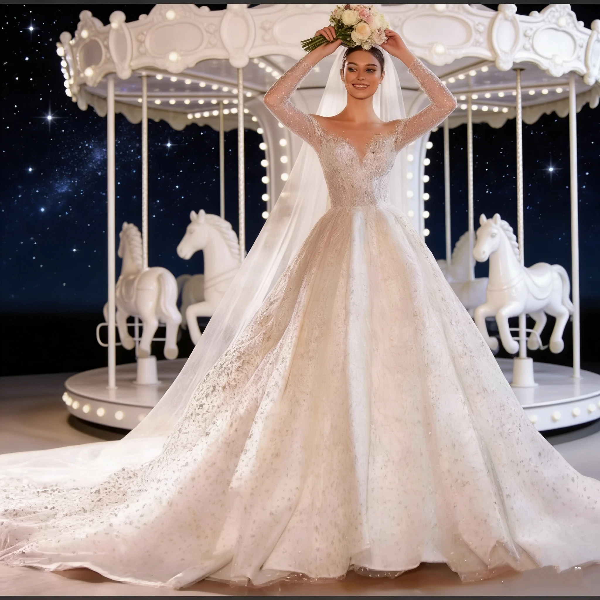 Vestidos De Novia Shining Long Sleeve Ball Gown Wedding Dress Beading Tulle Luxury Hochzeitskleid Button Back Gorgeous Trouwjurk