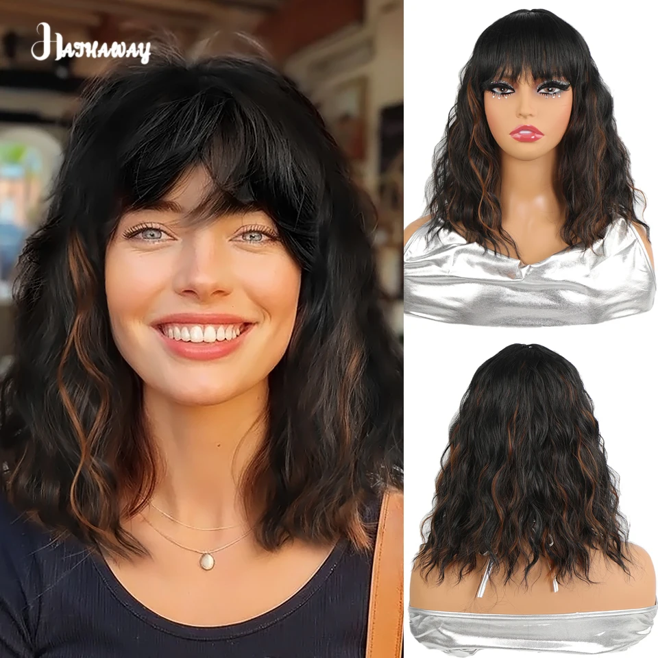 14 Inch Synthetic Wig With Short Curly Hair Black Gradient White Brown Natural Fluffy Fashion Trend Shopping Commuting Daily Wig