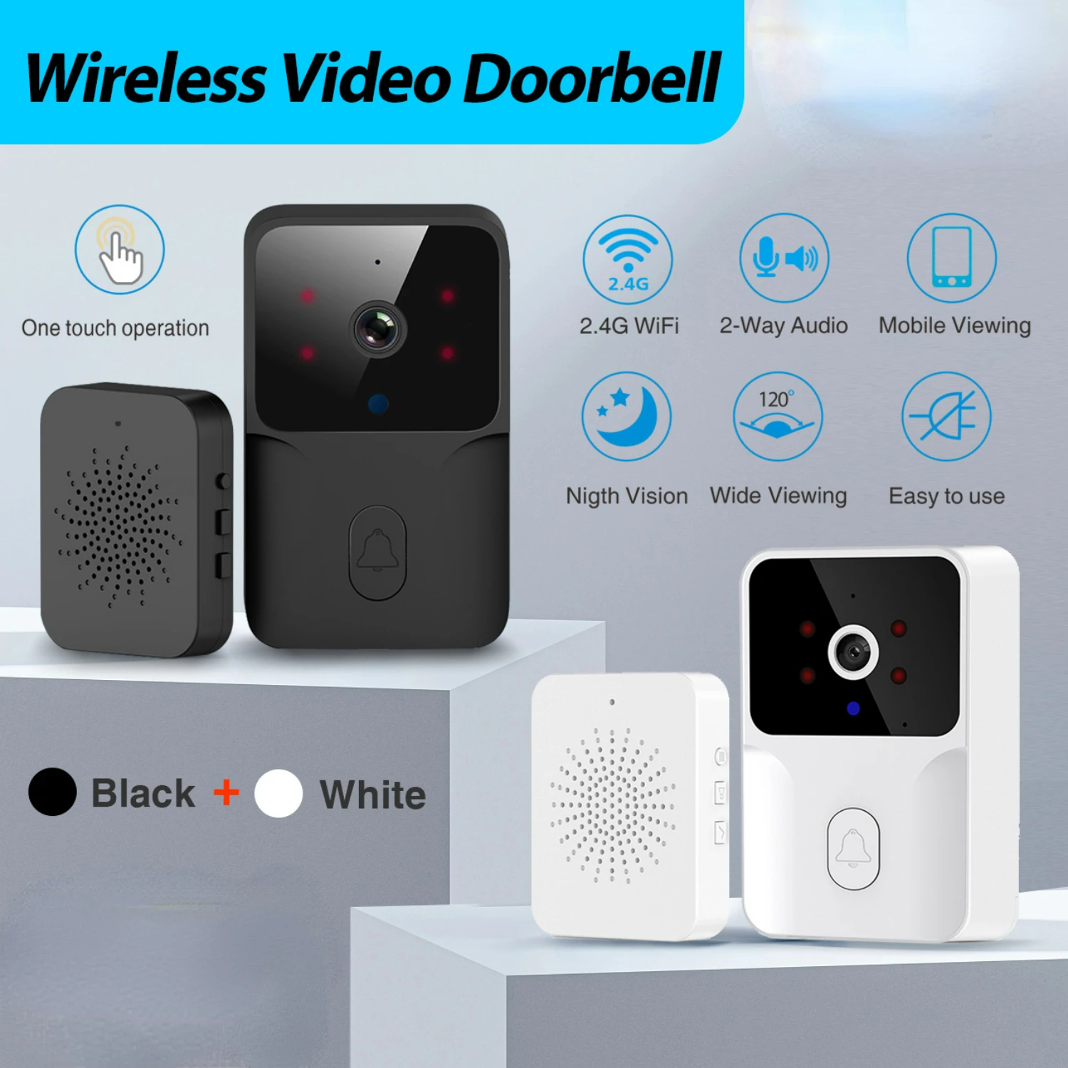 Enhanced HD Wireless Doorbell Camera with Night Vision, Voice Change Feature, and Advanced Security Monitoring - Smart Home Secu