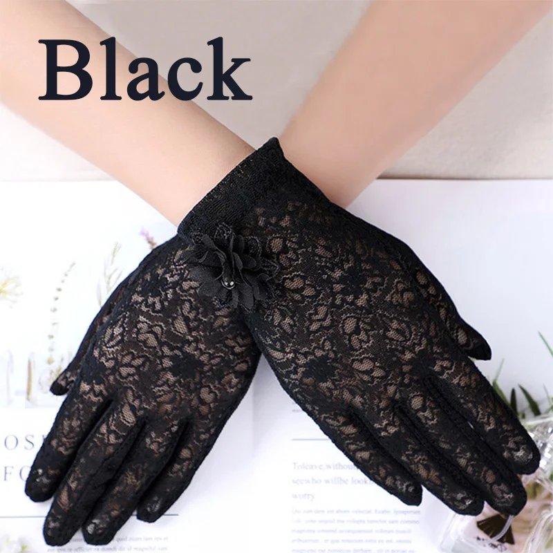 Rimiut Fashion Lace Flower Women Gloves Breathable Wedding or Driving Decor Gloves for Women Female Waiter Gloves Touch Screen