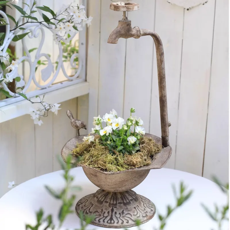 

Faucet Features Iron Flower Ornament Storage Gardening Jewelry Garden Grocery