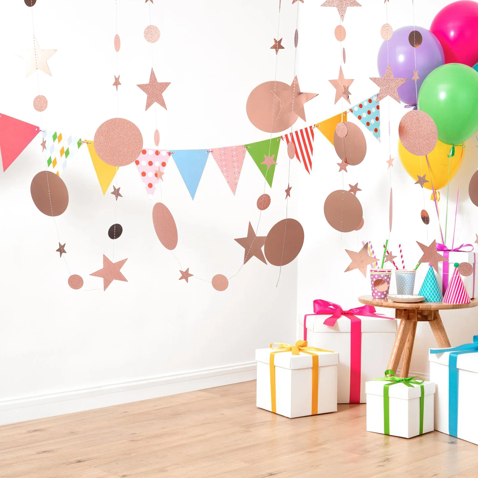 

2Pcs Star Circle Banner Garland Hanging Party Decoration Wedding Birthday Favor Supplies Party Favor Hanging Star Circle Garland