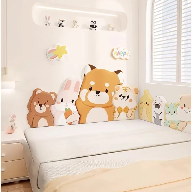 Cartoon Animal Friends Headboards Children's Room Bedside Soft Bag Cushion Anti-collision Baffle Wall Sticker Customization