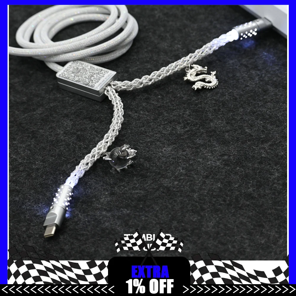 Tumbler Studio One-to-Two 8K Custom Mechanical Keyboard Aviator Cable One Input Dual Output Coiled Magnetic Switch Cord