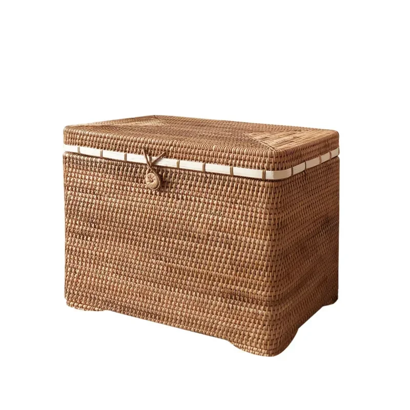 43x28x35cm Clothes Organizer Vietnam Rattan Clothes Basket Multi-function Storage Case Dust Proof With Cover Organizer Basket