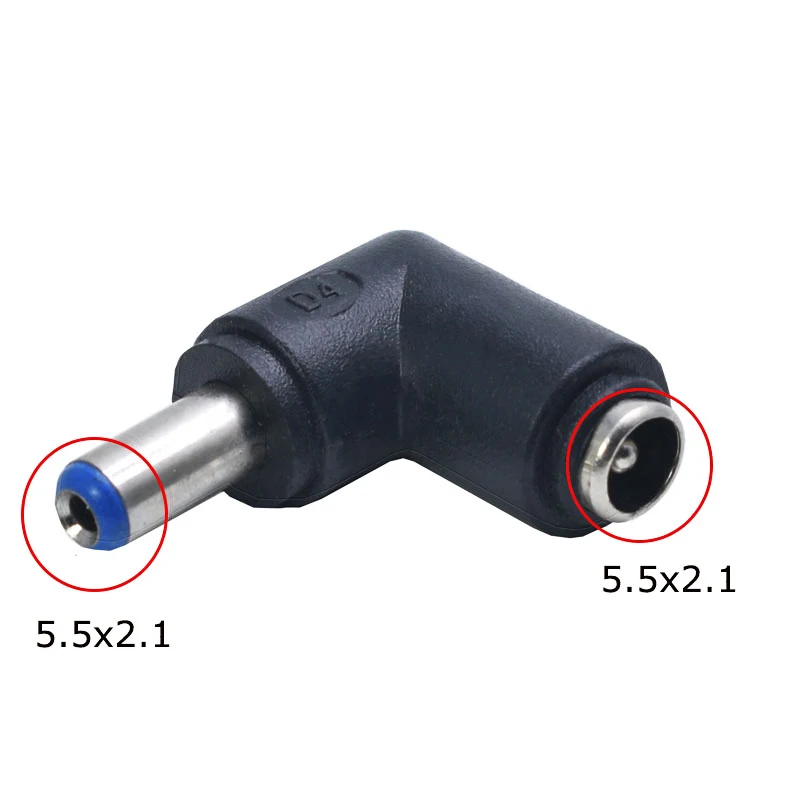 1/2pcs 90 Degree 5.5*2.1 Mm Male Jack To 5.5*2.1Mm Dc Power Adapter Connector Plug Conversion Head Jack Female Socket