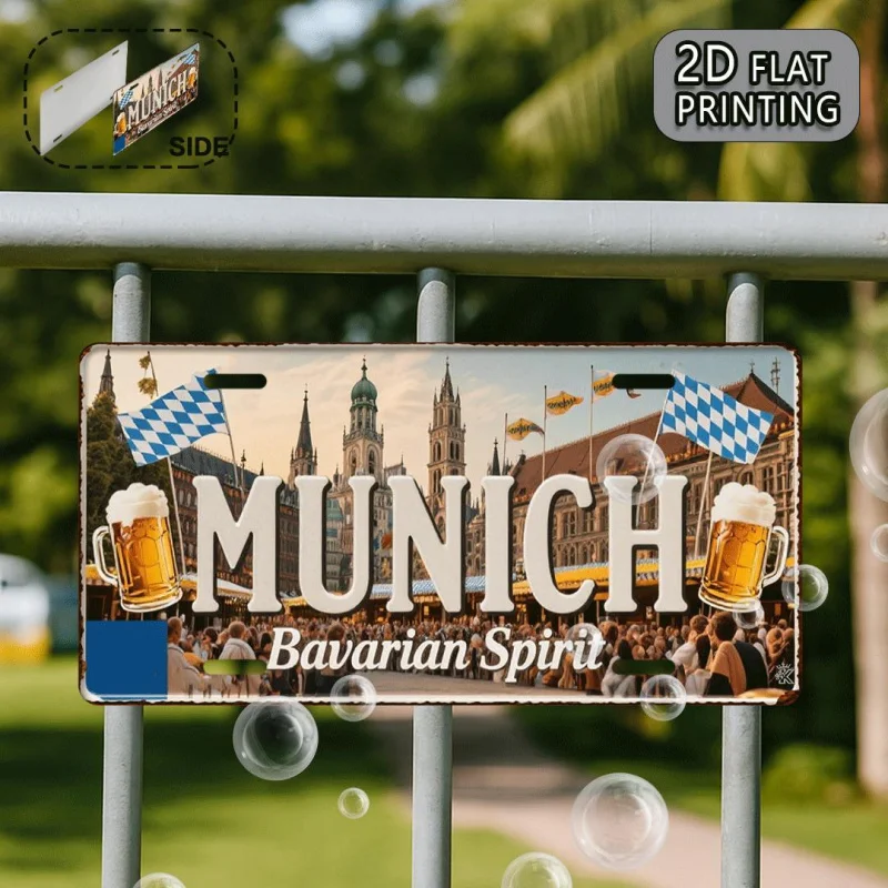 2DFlat، لوحة ترخيص علامة ألومنيوم معدنية عتيقة من ميونيخ، لوحة زخرفية كلاسيكية على شكل روح بافاري، ديكور معلق على الحائط #6