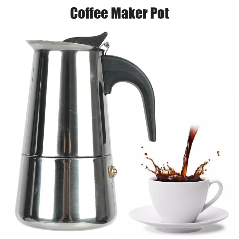

Stainless Steel Moka Coffee Maker Coffee Maker Pot Coffee Pot for Kitchen Mocha Espresso Latte Stovetop Filter 2/4/6/9 Cups