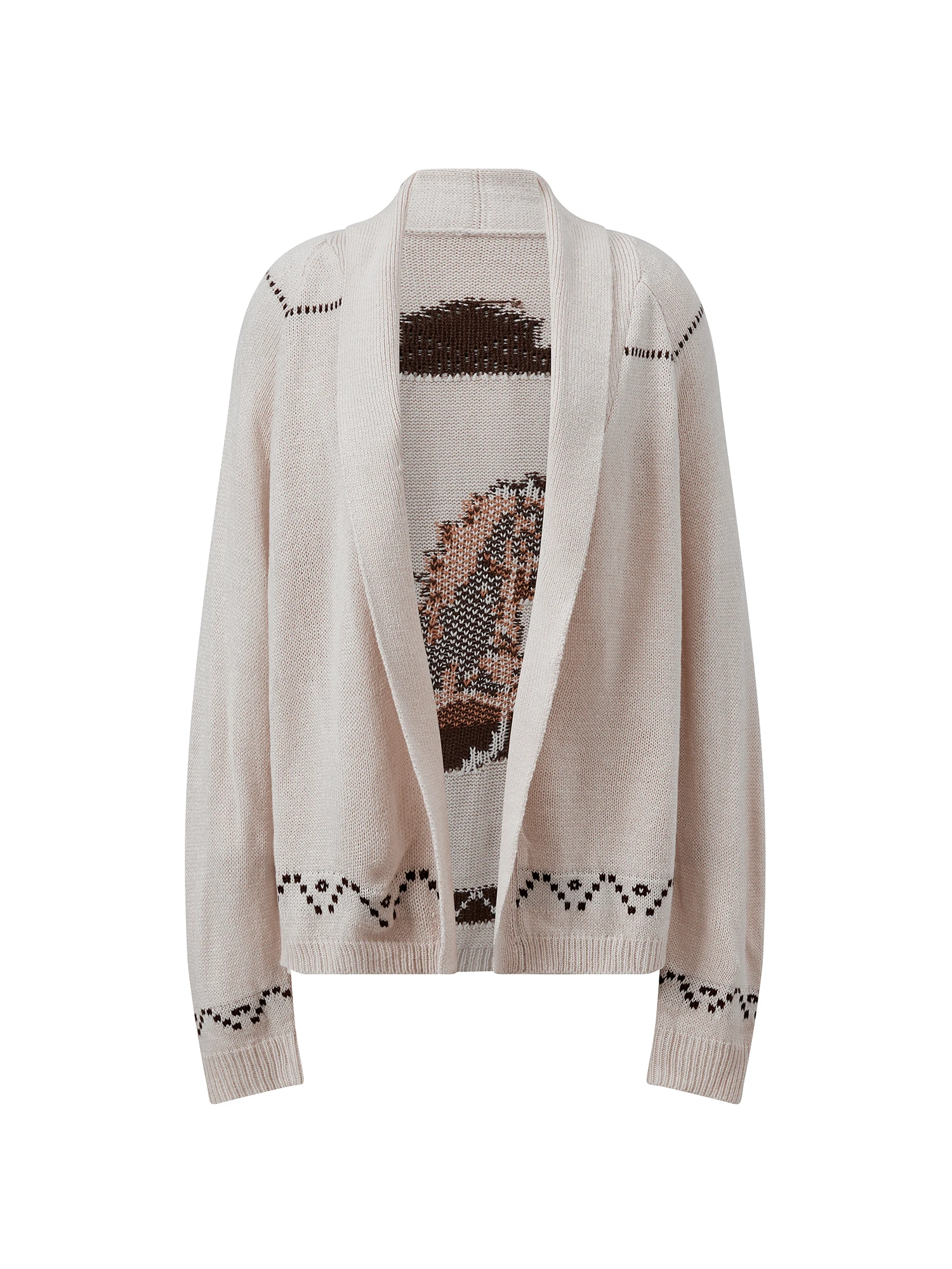 

Women s Autumn Sweater Cardigan Long Sleeve Open Front Galloping Horse Print Knitwear