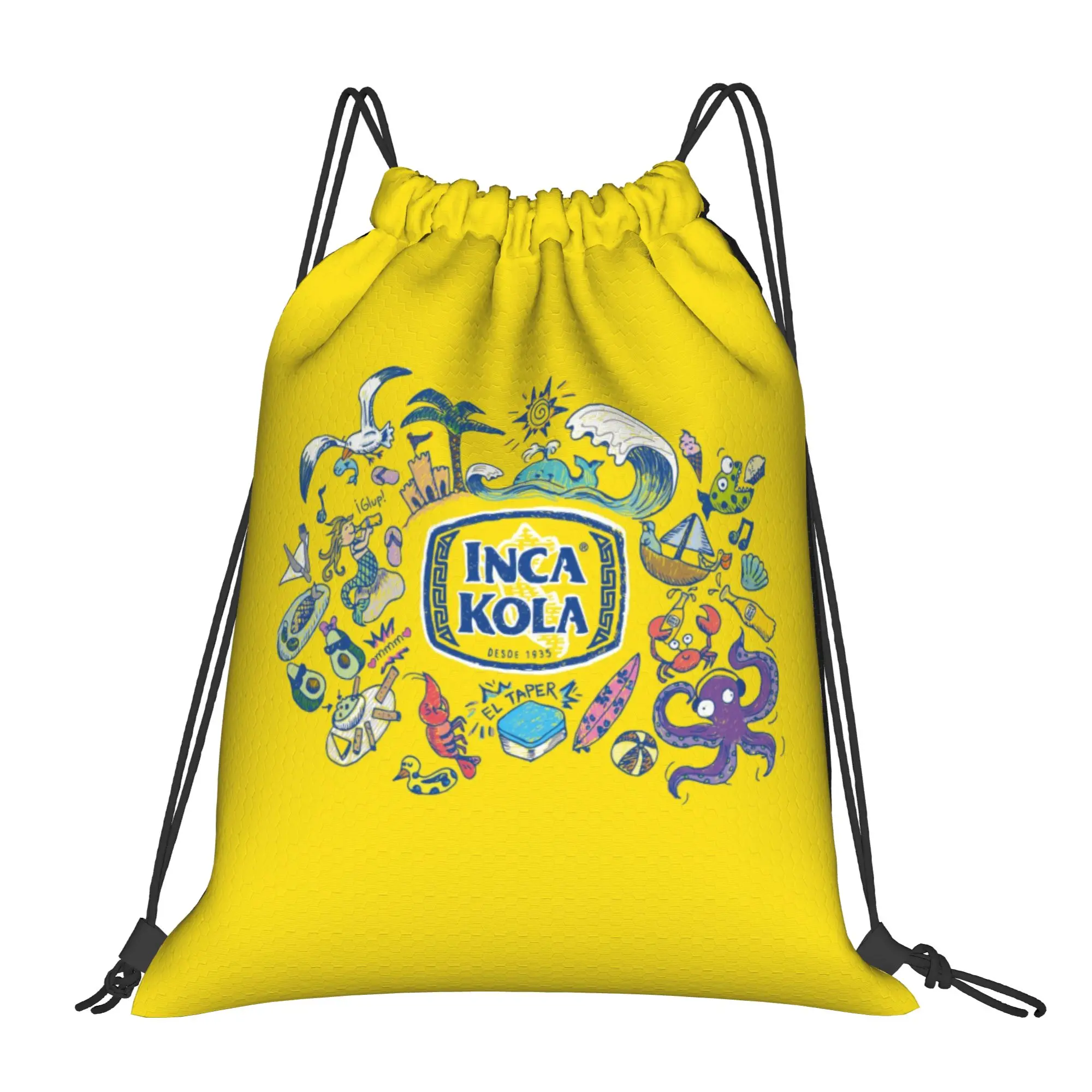 

iInca Kola Peruvian Coastal Doodle iInca Kola Портативные походные сумки на шнурке, рюкзаки для езды на велосипеде, рюкзаки для хранения вещей в спортзале