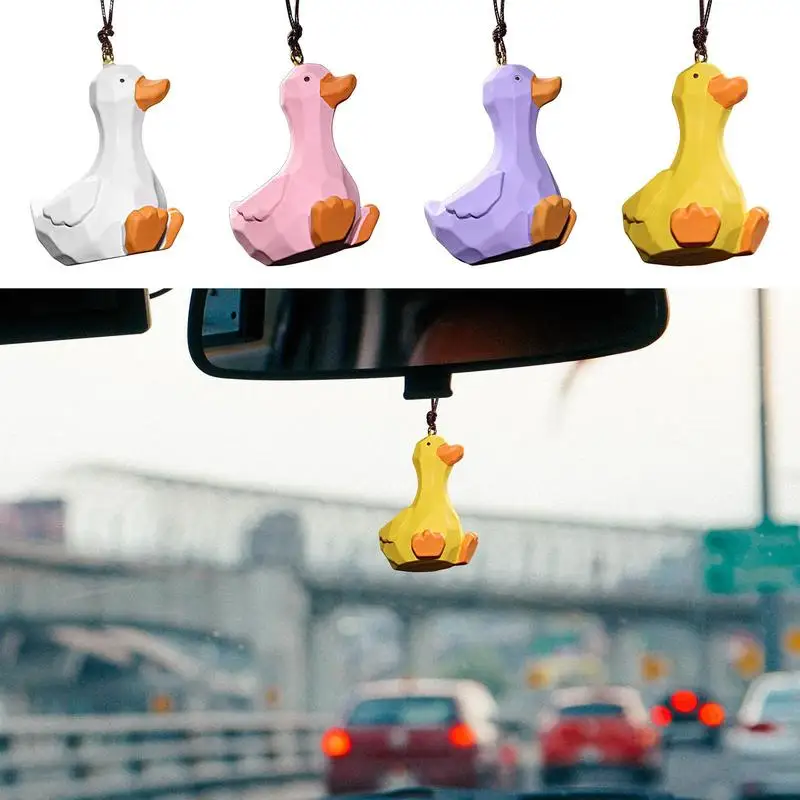 

Cute Car Interior Duck Anime Decoration Gypsum Auto Rearview Mirror Pendant For Swing Kawai For Automobile Interior Decorations